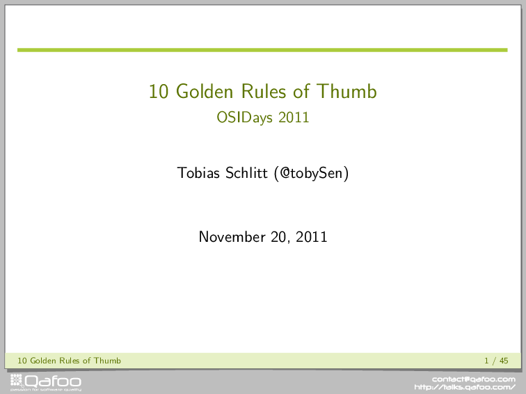 Osidays Golden Rules Of Thumb