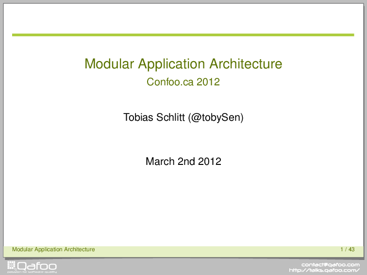 Confoo Modular Application Architecture