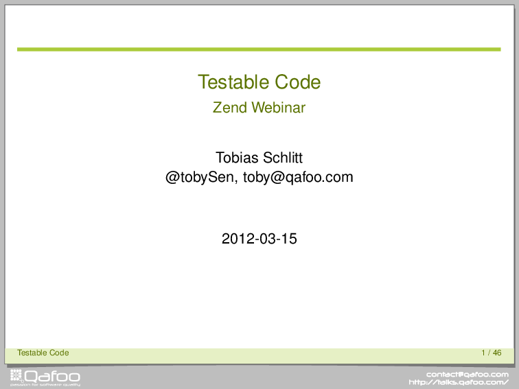Zend Webinar Testable Code