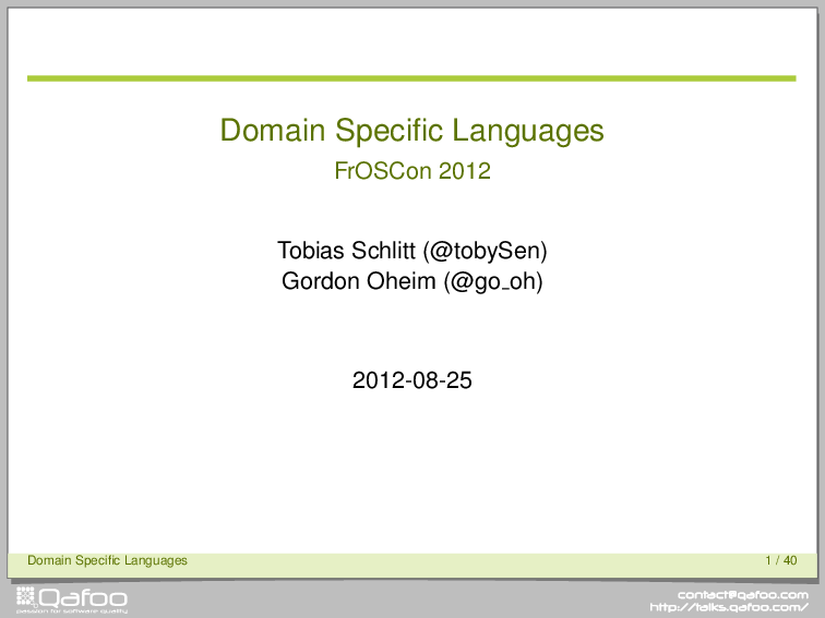 Froscon Domain Specific Languages
