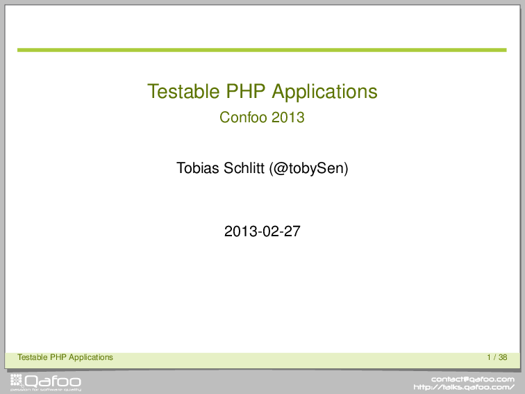 Building Testable PHP Applications
